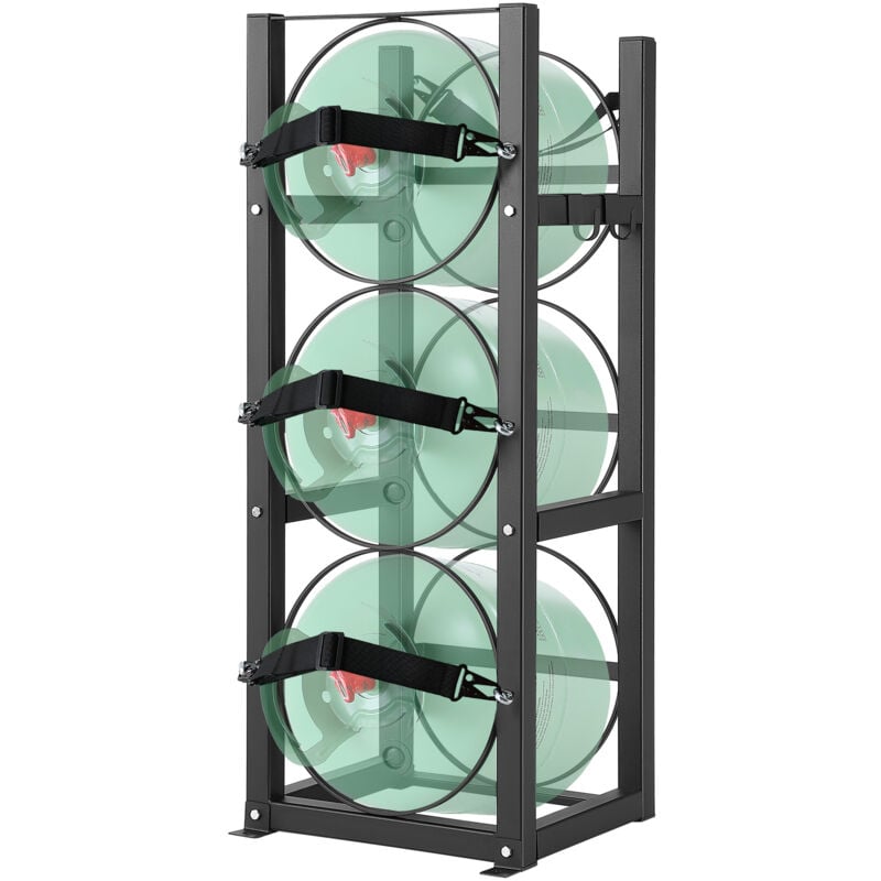 Vevor Rack Bouteille de Gaz, Capacite 3 x 13,6 kg, Support de Cylindre de Refrigerant 32,5 x 33 x 84 cm, Rayonnage de Stockage en Acier A3 Solide