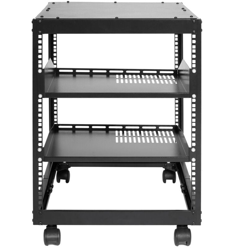Mophorn - Rack de serveur à cadre ouvert 12U, profondeur réglable de 15 à 40 pouces, support mural/autoportant, 4 poteaux avec roulettes, peut