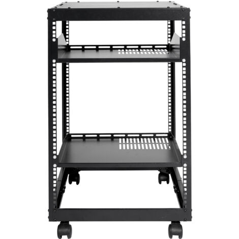 Mophorn   Rack de serveur à cadre ouvert 15U, profondeur réglable de 15 à 40 pouces, support mural/autoportant, 4 poteaux avec roulettes, peut contenir du matériel informatique/AV