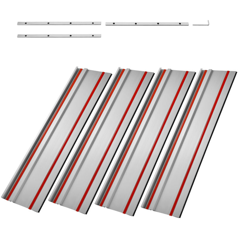Rail de guidage pour scie à rail de 110 pouces, 4 rails en aluminium de 27,5 pouces, 3 connecteurs, compatible avec Makita, Festool et wen, pour les