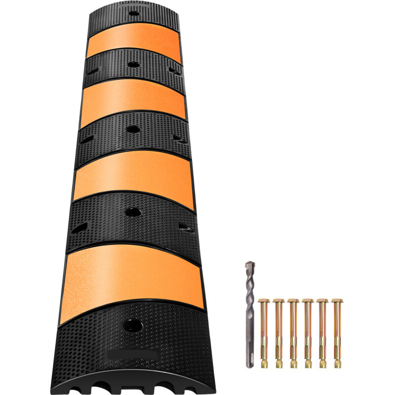 Ralentisseur modulaire en caoutchouc de 184 x 31 x 5,6 cm, capacité de charge de 9900 kg. Idéal pour les allées en asphalte, béton et gravier,