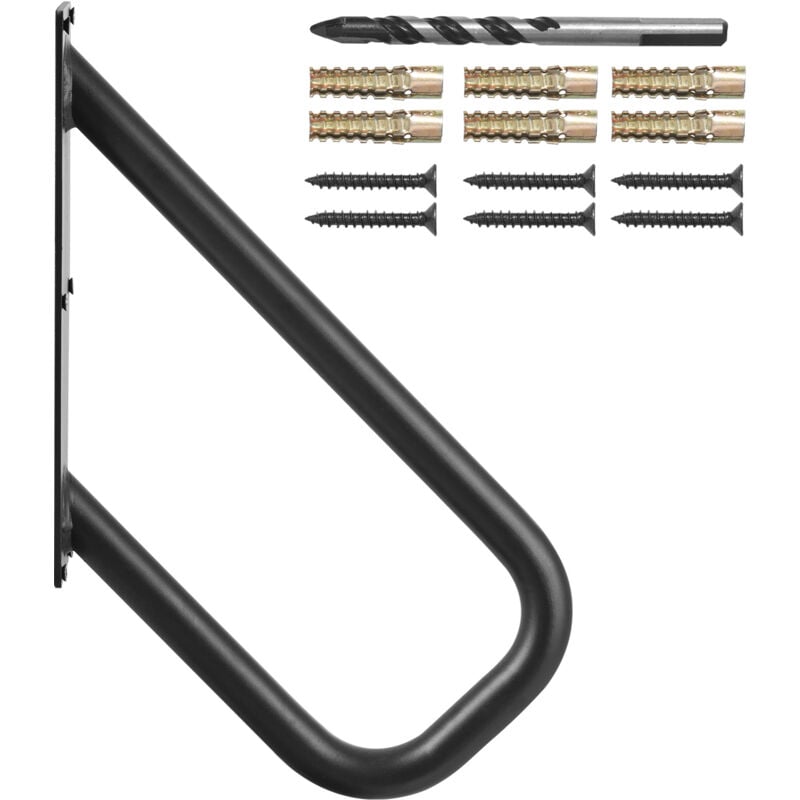 Mophorn - Rampe d'escalier murale de 18,9 po pour marches extérieures, rampes de sécurité pour tuyaux de 1,3 po, noir mat, rampe d'escalier pour