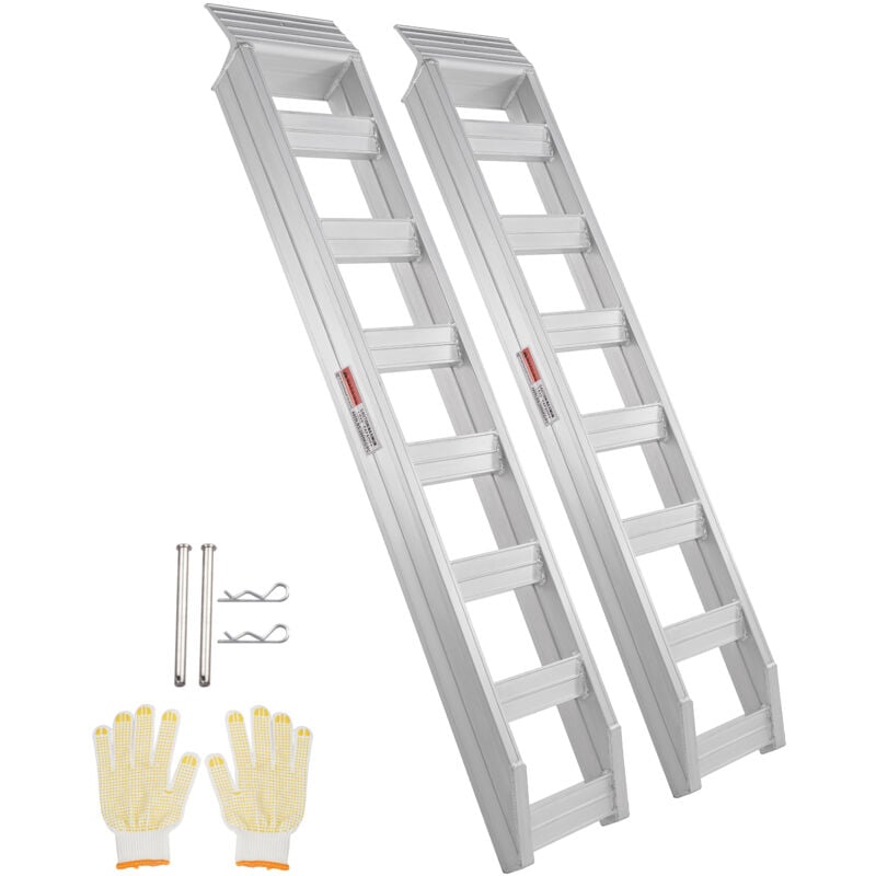 VEVOR Rampes de Chargement en Alu, Charge 4 t, Rampe d’Acces avec Extremite de Fixation Superieure a Crochet, Rail de Chargement pour Moto, Tracteur,