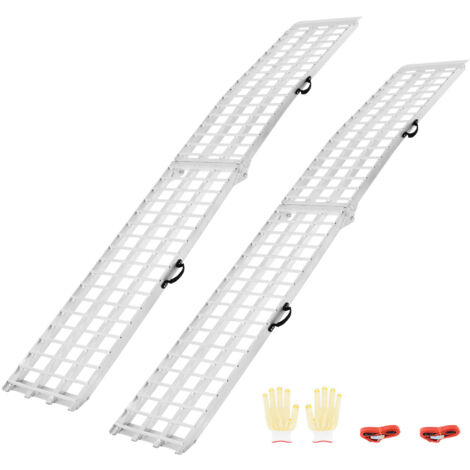 Mophorn Rampes en aluminium, capacité de 907 kg, 2 pièces, robustes, avec surface plus large, rampes stables universelles avec poignées pour VTT, UTV, motos et vélos électriques