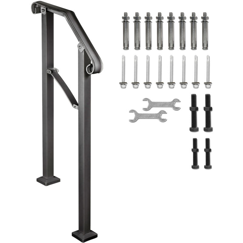 Mophorn - Rampes pour marches extérieures, adaptées aux rampes d'escalier extérieures à 2 ou 3 marches, rampe en fer forgé Arch2, rampe de porche