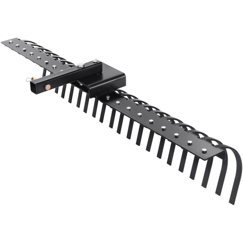 Râteau de paysage remorquable de 60 po, 21 dents en acier, déchaumeur de pelouse pour VTT/tondeuse, ramasse les feuilles, les aiguilles de pin et