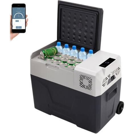 Mophorn Refrigerador para automóvil  de 12 voltios, congelador portátil de una zona de 30 l con ruedas y asa, de 4 ℉ a 68 ℉, refrigerador con compresor de 12/24 V CC y 100240 V CA para exteriores y ca
