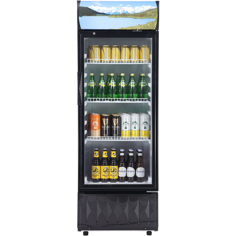 Mophorn - Réfrigérateur commercial, 6,8 pi3 / 195 l, 3 étagères réglables, porte en verre, réfrigérateur vertical, caisson lumineux personnalisable,