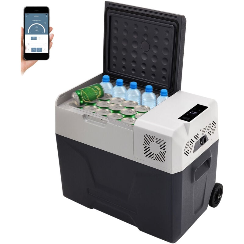 Mophorn - Réfrigérateur de voiture, 40L / 42.3QT, 12V, congélateur portable à zone unique avec roues et poignée, -4℉-68℉, 12/24V dc, 100-240V ac,