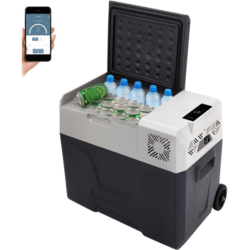 Mophorn - Réfrigérateur de voiture 50L / 52,8 qt congélateur portable -4℉-68℉, zone unique avec roues et poignée, 12/24V dc et 100-240V ac