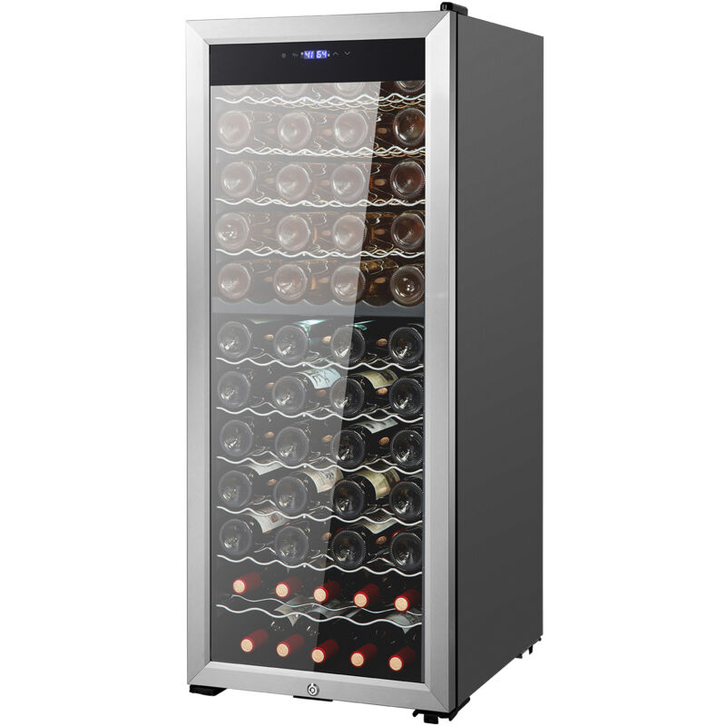 Refroidisseur à vin de 80 bouteilles, contrôle de température à deux zones, réfrigérateur autonome avec circulation d'air et porte en verre miroir