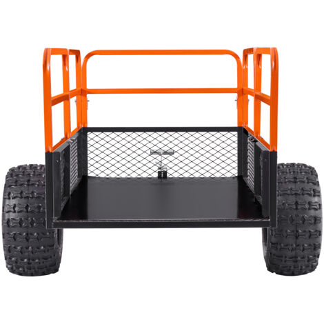 Mophorn Remolque utilitario de acero para jardín, dimensiones de 221 x 81 x 94 cm, con panel trasero desmontable. Ideal para cortacéspedes, tractores y transporte de cargas de hasta 800,59 kg.