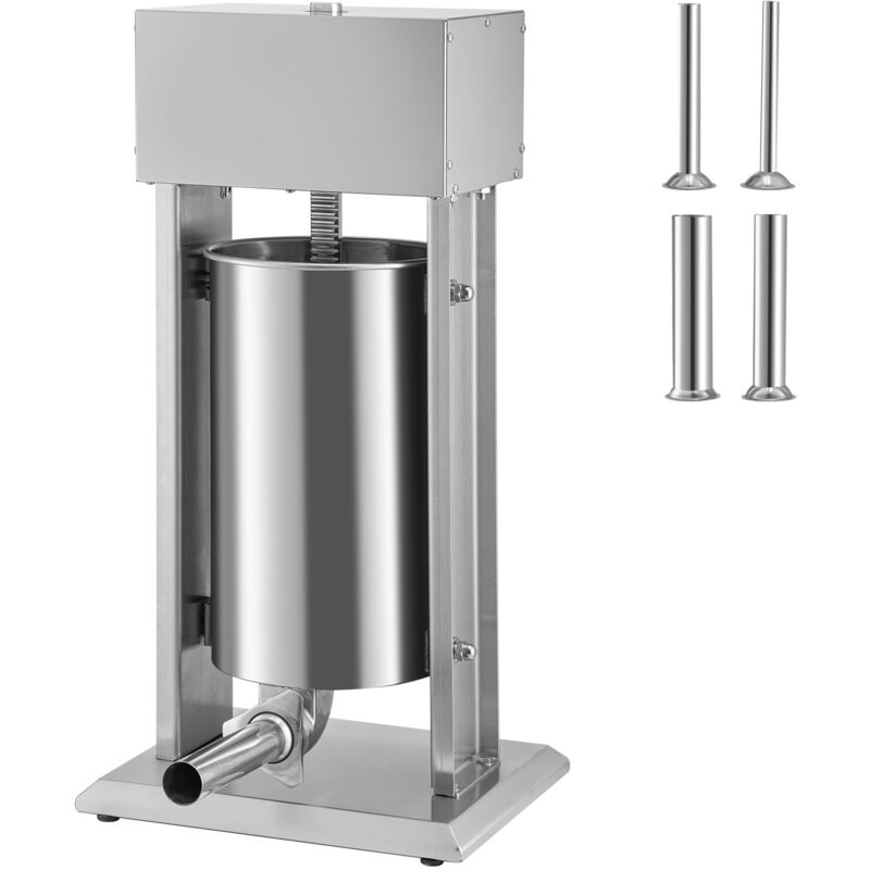 Mophorn Remplisseuse de saucisses électrique 15L 260W Verticale avec vitesse continue en acier inoxydable 304 4 tubes de remplissage Pédale Usage