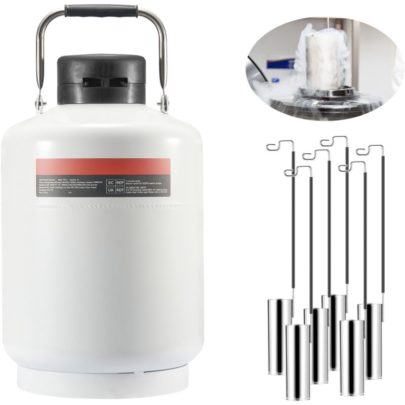 Mophorn - Réservoir d'azote liquide 6L, Dewar en alliage d'aluminium avec 6 bidons et sac de transport, réservoir cryogénique pour la beauté, la