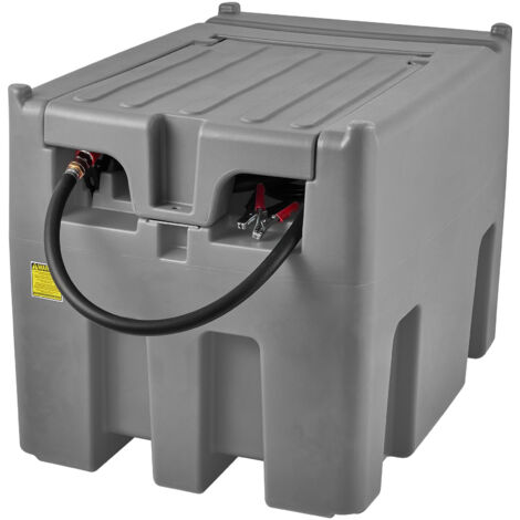Mophorn Réservoir diesel portable, capacité de 116 gallons, débit de 10 GPM. Avec pompe 12 V et tuyau de 13,1 pieds. Réservoir PE pour un transport facile du carburant, gris
