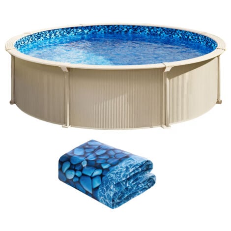 Mophorn Revestimiento para piscina elevada redonda de 24 pies de, revestimiento de vinilo Unibead, calibre estándar, altura de pared de 52 pulgadas, reemplazo de revestimiento