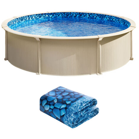 Mophorn Revestimiento para piscina elevada redonda de 30 pies , estilo superpuesto. Vinilo de calibre estándar para piscinas elevadas de acero con paredes de 48 a 54 pulgadas de altura