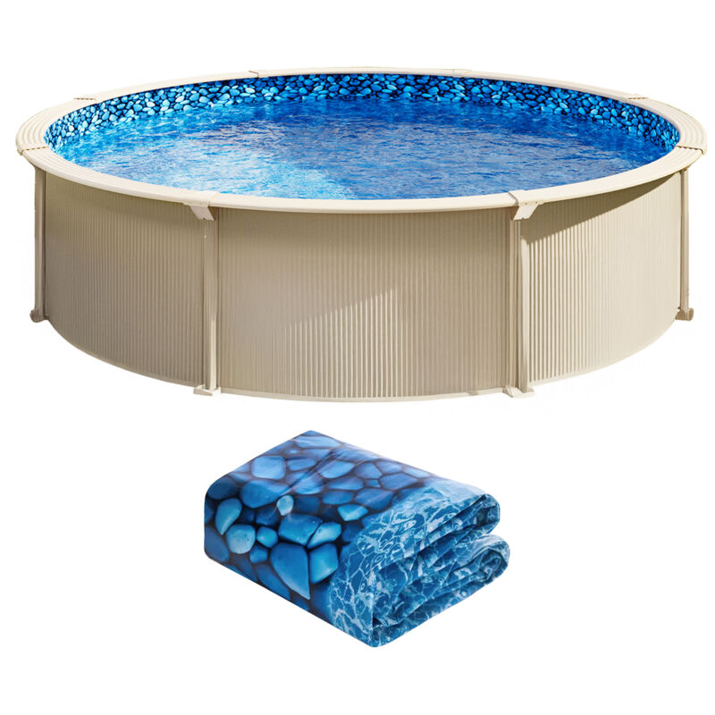 Mophorn Revêtement de piscine hors sol rond de 24 pieds, revêtement en vinyle superposé, calibre standard, hauteur de paroi de 48 à 54 pouces,