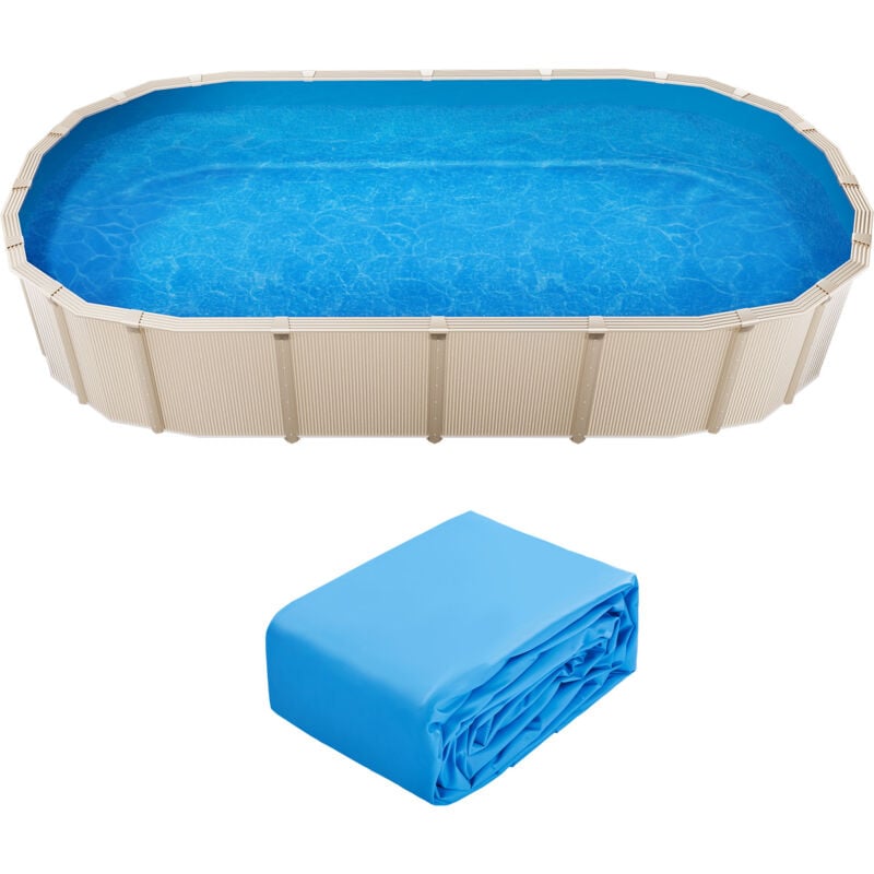 Revêtement de piscine ovale, 16,4 x 9,8 pi, revêtement en vinyle Unibead, calibre standard, hauteur de paroi de 47 po, remplacement de revêtement de