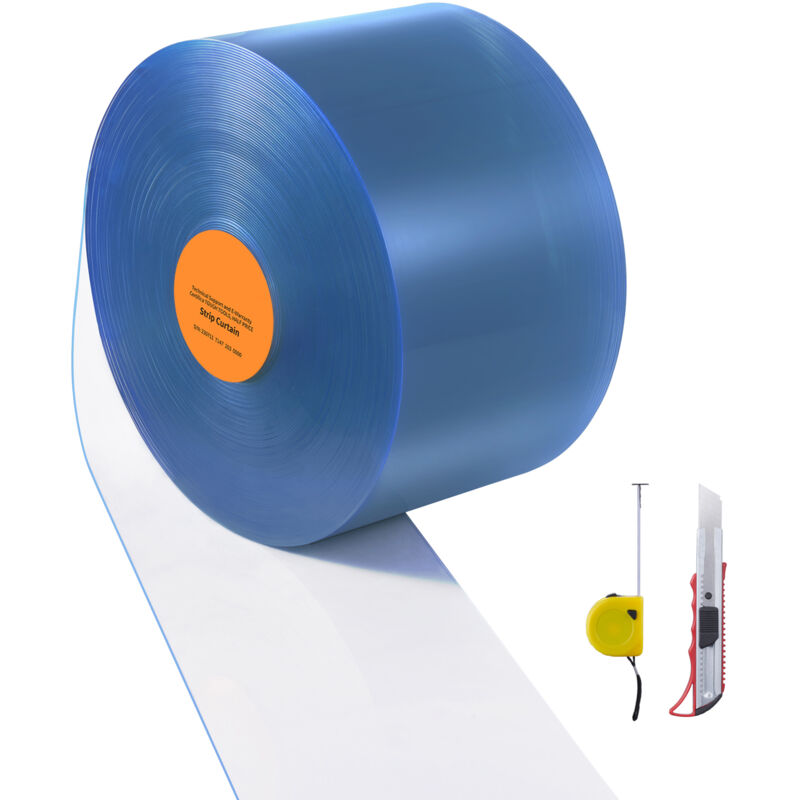 Mophorn - Rideau à lanières 15 m de longueur x 20 cm de largeur x 2 cm d'épaisseur Rideau à lanières en pvc lisse et transparent Grand rouleau de