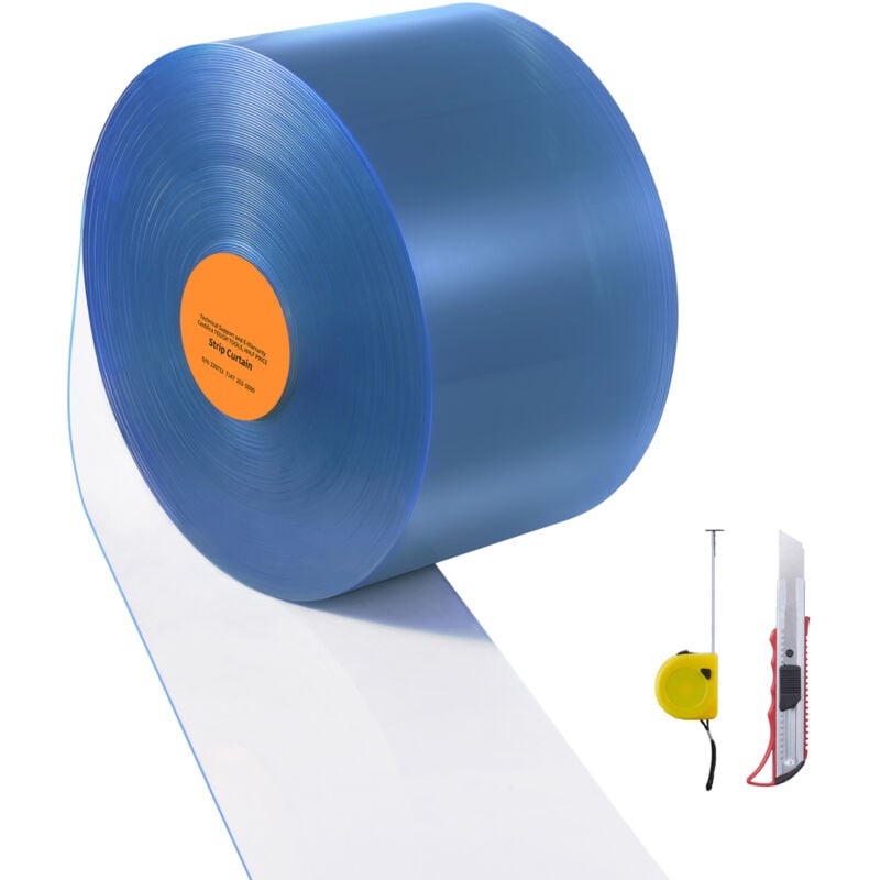 Mophorn - Rideau à lanières 24 m de longueur x 30 cm de largeur x 0,3 cm d'épaisseur Rideau à lanières en pvc lisse et transparent Grand rouleau de