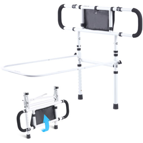 Mophorn Rieles de cama de mófornos para adultos mayores, riel de cama de seguridad plegable de 180 ° para personas mayores, apoya hasta 450 libras, ideal para cuidado doméstico