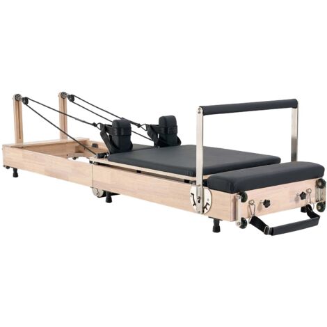 Mophorn Riformatore Pilates pieghevole in legno, attrezzo per allenamento domestico con doppia resistenza, molle e corda, set completo con seduta, dimensioni 2380x680x570 mm
