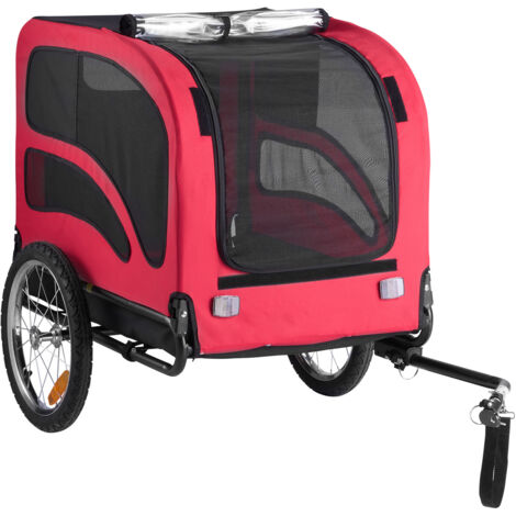 Mophorn Rimorchio per Bici per Animali Domestici, Capacità Massima di 45 kg, Carrello da Bicicletta con Telaio Ripiegabile, Riflettori e Bandiera di Sicurezza, Guinzaglio Interno