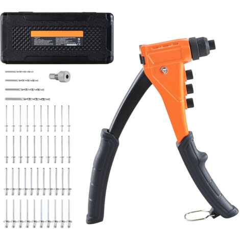 Mophorn Riveteuse Manuelle à Une Main, Kit Complet d'Outils à Riveter, pour Métal,Automobile et Maison,Pince à Rivet Aveugle avec 200 Rivets, 4 Embouts Remplaçables, 4 Forets et Mallette de Transport