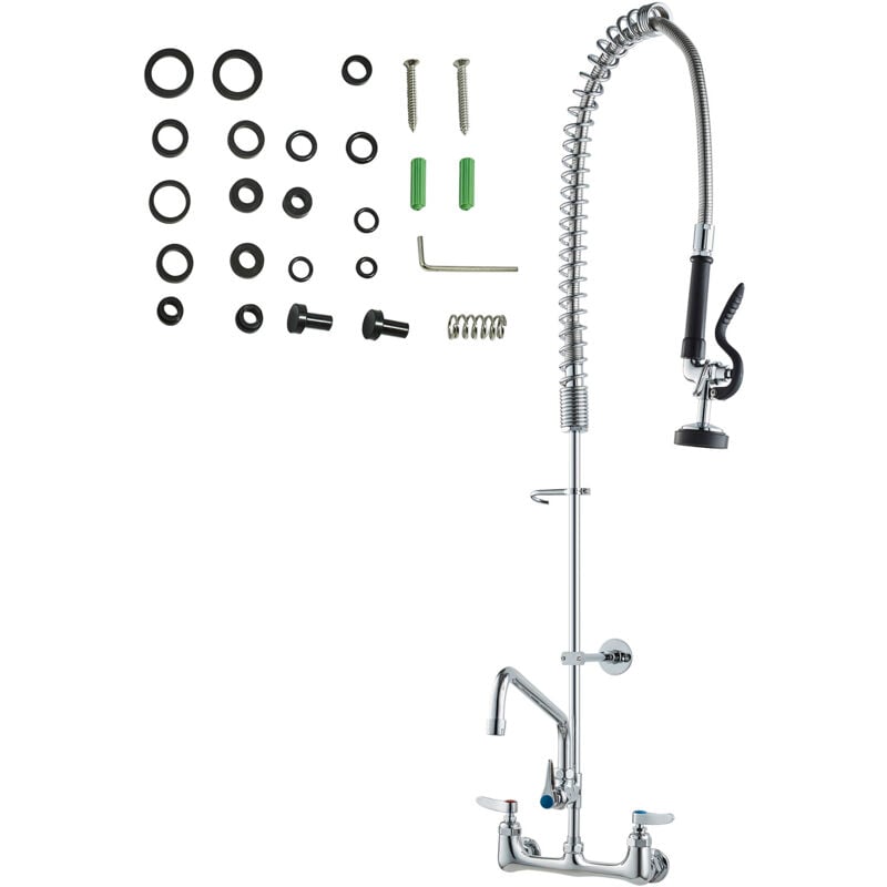Mophorn - Robinet commercial avec pulvérisateur de pré-rinçage, hauteur 111,8 cm, centre 20,3 cm, bec pivotant 30,5 cm, robinet d'évier de cuisine