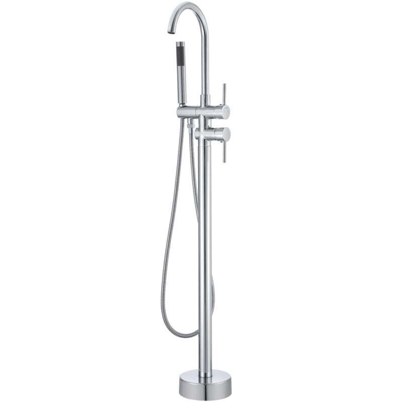 Mophorn - vevor Robinet de Baignoire sur Pied 118,5 cm, Mitigeur de Douche avec Finition Poli, Remplissage de Baignoire sur Pied, 2 Modes deEau, Bec