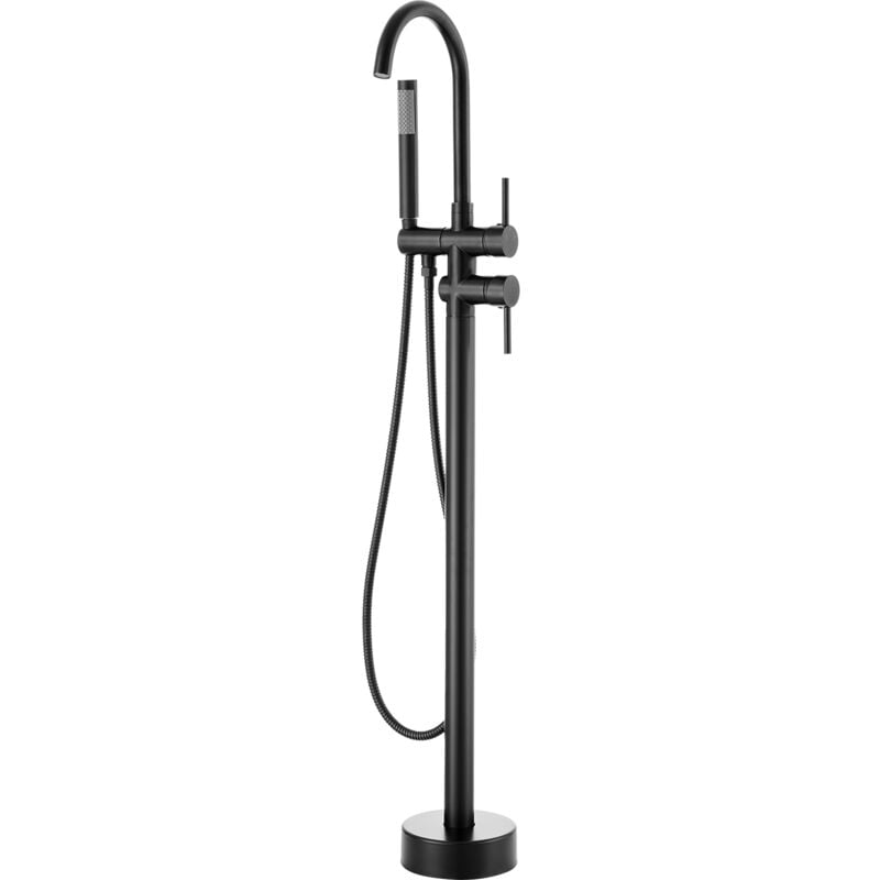 Mophorn - vevor Robinet de Baignoire sur Pied Noir Mat, Mitigeur de Douche Montage au Sol, Remplissage de Baignoire sur Pied, 2 Modes deEau, Bec