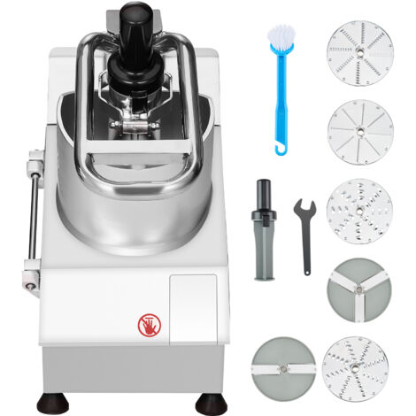 Mophorn Robot culinaire et hachoir à légumes, acier inoxydable, 2 trous, 6 lames détachables, trancheuse et déchiqueteuse pour légumes et fruits
