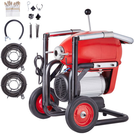 Mophorn Rohrreinigungsmaschine 120 Fuß x 6/5 Zoll, 1100 W elektrische Rohrreinigungsmaschine mit manueller Zufuhr – mit 6 Schneidern und CW/CCW-Steuerung für 4" bis 8" Rohre