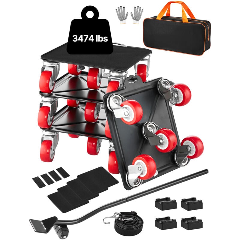 Mophorn - Roulant pour meubles, capacité de 3 474 lb, déménageur robuste avec 5 roues à 360 °, panneau en acier au carbone, pour appareils