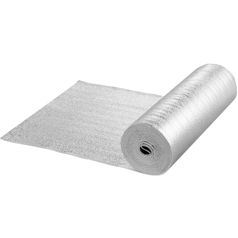 Rouleau d'Isolation Réfléchissant Double, Barrière Radiante en Mousse, 3,2 mm 24 po x 25 pi, Feuille d'Aluminium Double Face, Bouclier Réfléchissant