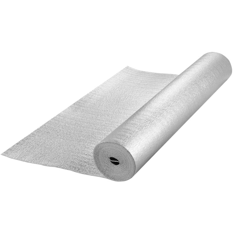 Rouleau d'Isolation Réfléchissant Double, Barrière Radiante en Mousse, 3,2 mm 48 po x 25 pi, Feuille d'Aluminium Double Face, Bouclier Réfléchissant