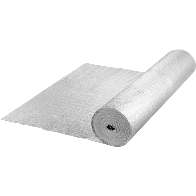 Rouleau d'Isolation Réfléchissant Double, Barrière Radiante en Mousse, 3,2 mm 48 po x 50 pi, Feuille d'Aluminium Double Face, Bouclier Réfléchissant