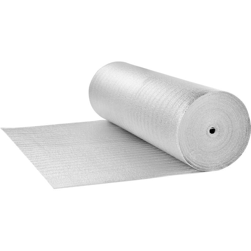Rouleau d'Isolation Réfléchissant Double, Barrière Radiante en Tissu Tissé, 6,5 Mil, 48 Po x 250 Pi, Bouclier Réfléchissant la Chaleur en Tissu Tissé