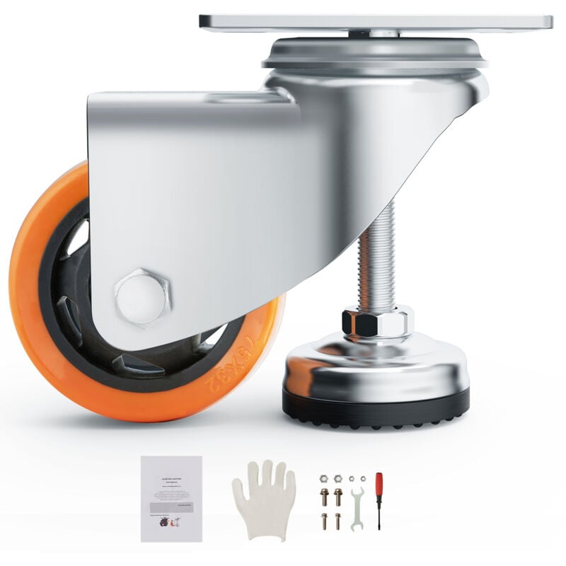 Mophorn - Roulettes de mise à niveau , lot de 4, capacité de 720 lb, roues pivotantes robustes à 360° de 3 po, pieds réglables pour établi, machines,