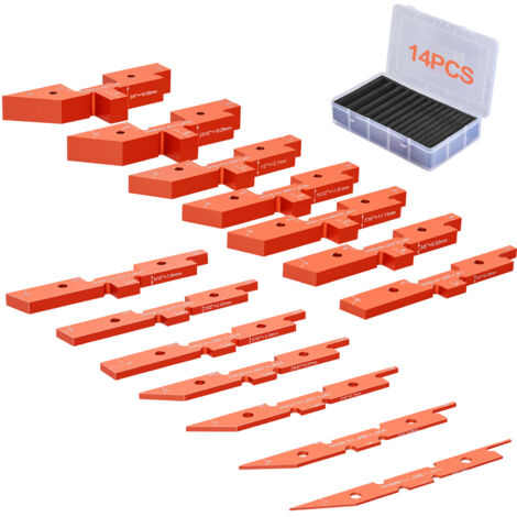Mophorn Router Table Setup Bars, 14 pcs, Precision Aluminum Setup Blocks Height Gauge Set, with Laser Engraved Size Markings Storage Case, Measuring Depth Height Angle, for Router Table Saw Accessorie