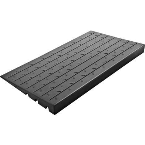 Mophorn Rubber Threshold Ramp, 4" Rise Doorway Ramp, 3-Channel Cord Cover, Heavy-Duty Rubber for Wheelchairs and Scooters, 2200 Lbs Capacity
