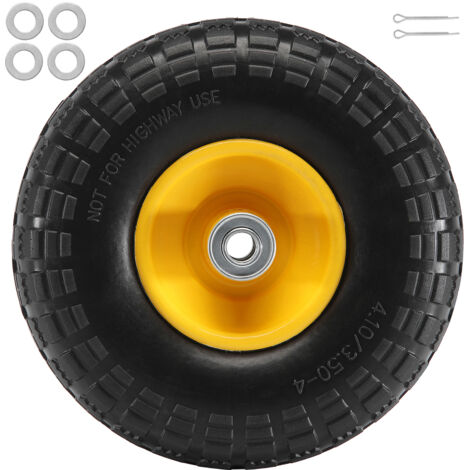 Mophorn Rueda plana de PU sólido, 254 mm, paquete de 2, carga dinámica 400 lb, carga estática 450 lb, neumáticos ruedas sin cámara para carretilla de mano, carro utilitario, vagones, remolques de jard