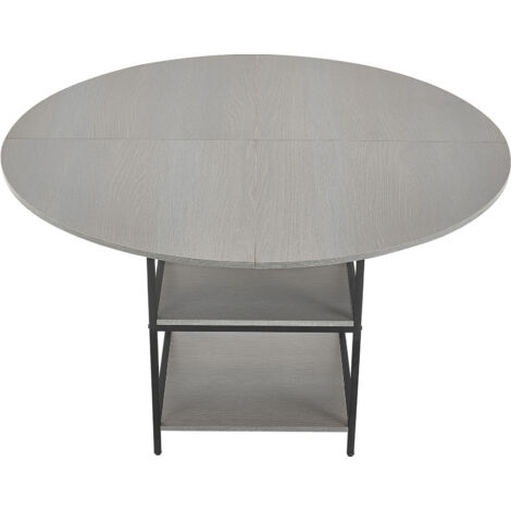 Mophorn runder Esstisch Küchentisch Holztisch (120 cm / 136,1 kg belastbar) für 2–4 Personen, moderne Freizeittische mit Ablage und Metallbeinen, für Küche zu Hause Wohnzimmer, Grau (nur Tisch)