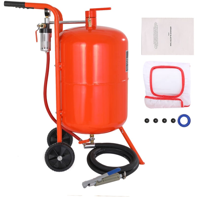 Mophorn - Sableuse de 20 gallons, réservoir de sablage abrasif portable haute pression de 60 à 110 psi, kit de sablage à air avec 4 buses en