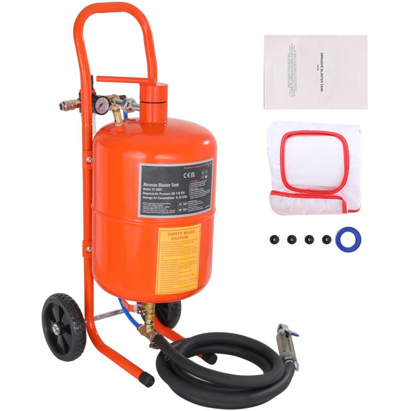 Mophorn - Sableuse de 5 gallons. 60-110 psi. Haute pression. Portable. 4 buses en céramique. Pour l'élimination de la peinture et de la rouille.