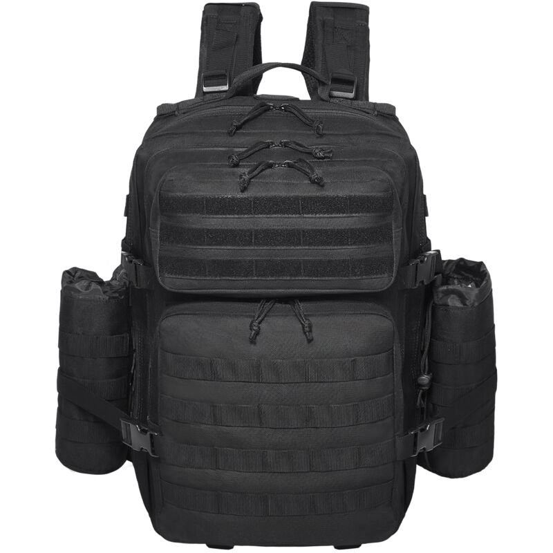 Sac à dos tactique 45L, conception militaire Molle, 3 compartiments, sac d'assaut de l'armée pour la randonnée, la chasse, les voyages, noir - Mophorn