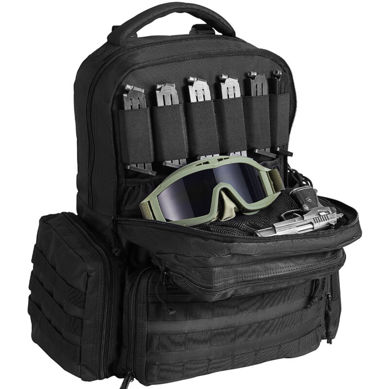 Sac à dos tactique pour 6 pistolets - Fermeture éclair verrouillable, durable pour la chasse en plein air, noir - Mophorn