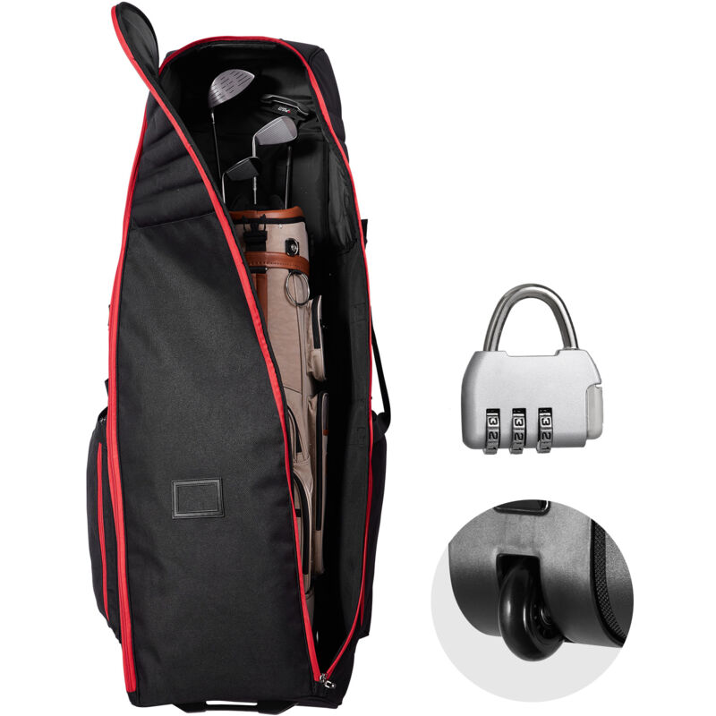 Mophorn Sac de voyage de golf, housse souple en Oxford 1800D, robuste, imperméable et résistante à l'usure, bagage rembourré avec roulettes, pour