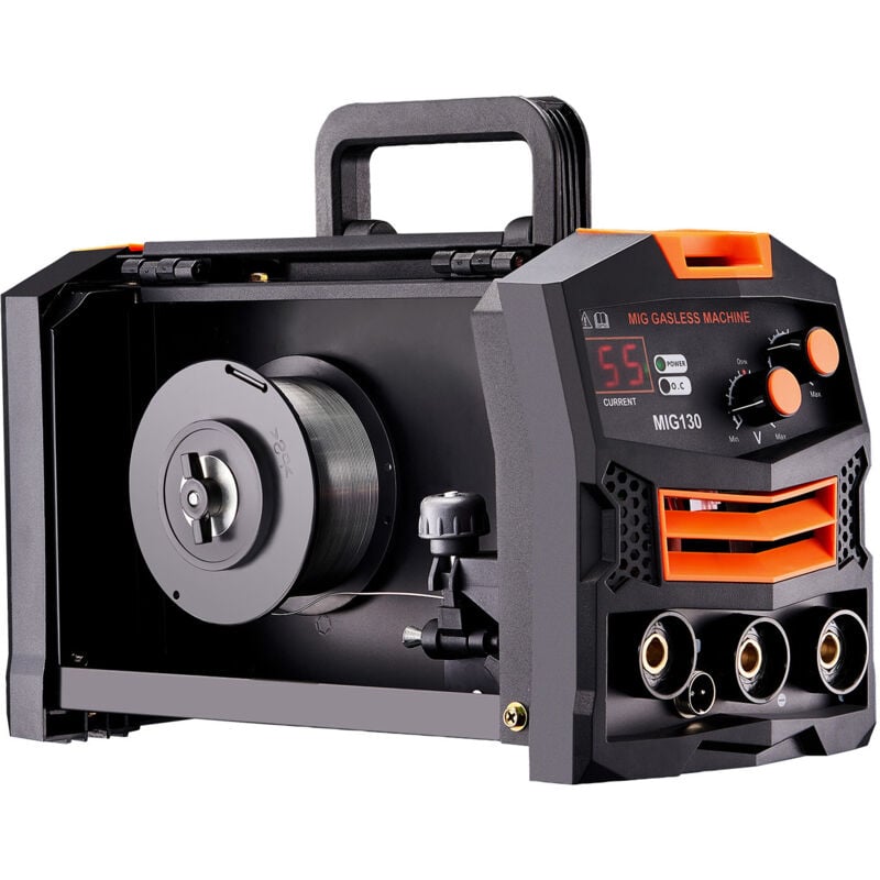 Image of Mophorn Saldatrice MIG, saldatrice MIG sinergica da 130 Amp, saldatrice a filo animato senza gas, saldatrice MIG inverter IGBT portatile con display